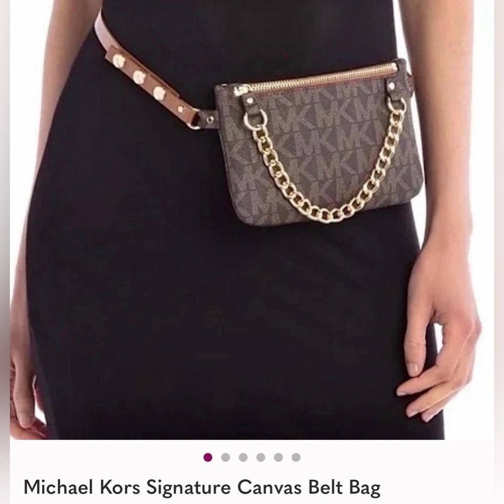 Michael Kors Brown Mini Belt Bag with Gold Chain